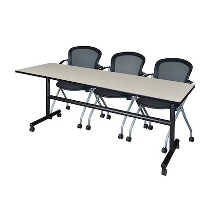 Kobe Rectangle Mobile table, 84" W, 29" H, Laminate Top, Maple MKFT8424PL23BK